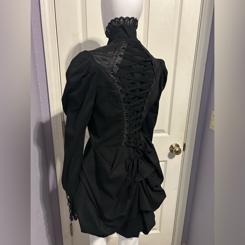 Rare Lip Service Victorian Bustle Jacket Beetlejuice Gothic Witch Steampunk Sz M - Picture 6 of 12